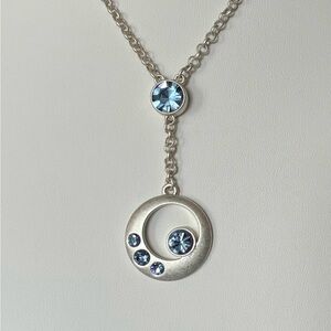 Lia Sophia Silver-Tone Blue Crystal Drop Pendant Necklace